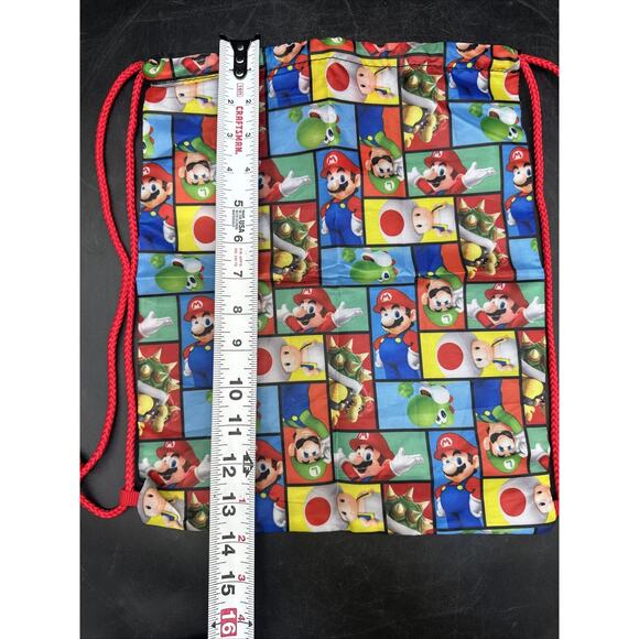 Super Mario Brothers String Backpack Red And Black drawstring closure{F} - Picture 8 of 11